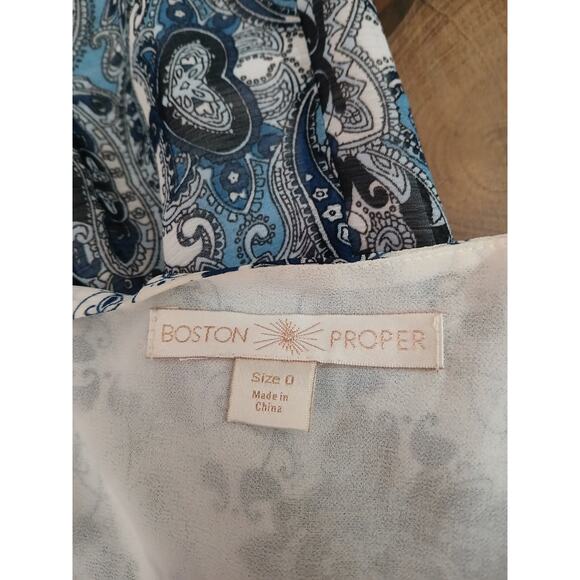 Boston Proper Peasant Bell Sleeve Paisley Beaded Rhinestone Bling Blouse Size 0 - Picture 3 of 10